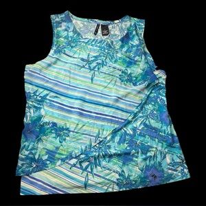 New Directions Y2K Vintage Blue Floral Tank Top Sz L